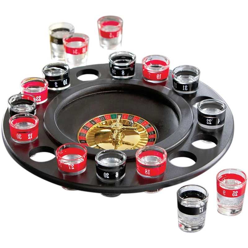 16 Shot Glass Casino Machine Roulette Drinking Game for Drinking Roulette Wheel Party